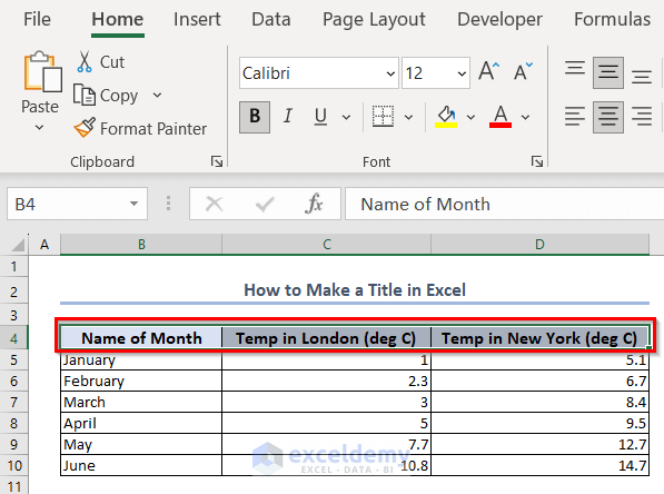 How To Make A Title In Excel 3 Suitable Methods Exceldemy