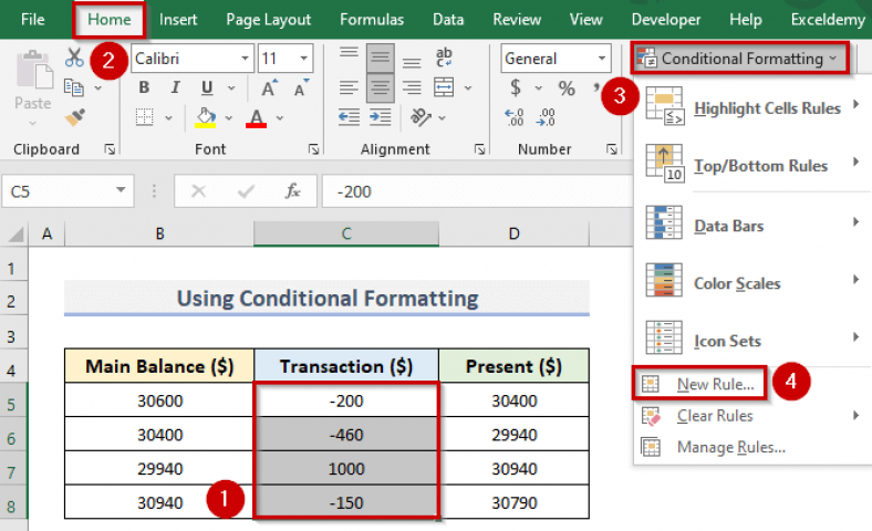 How To Make All Negative Numbers In Red In Excel