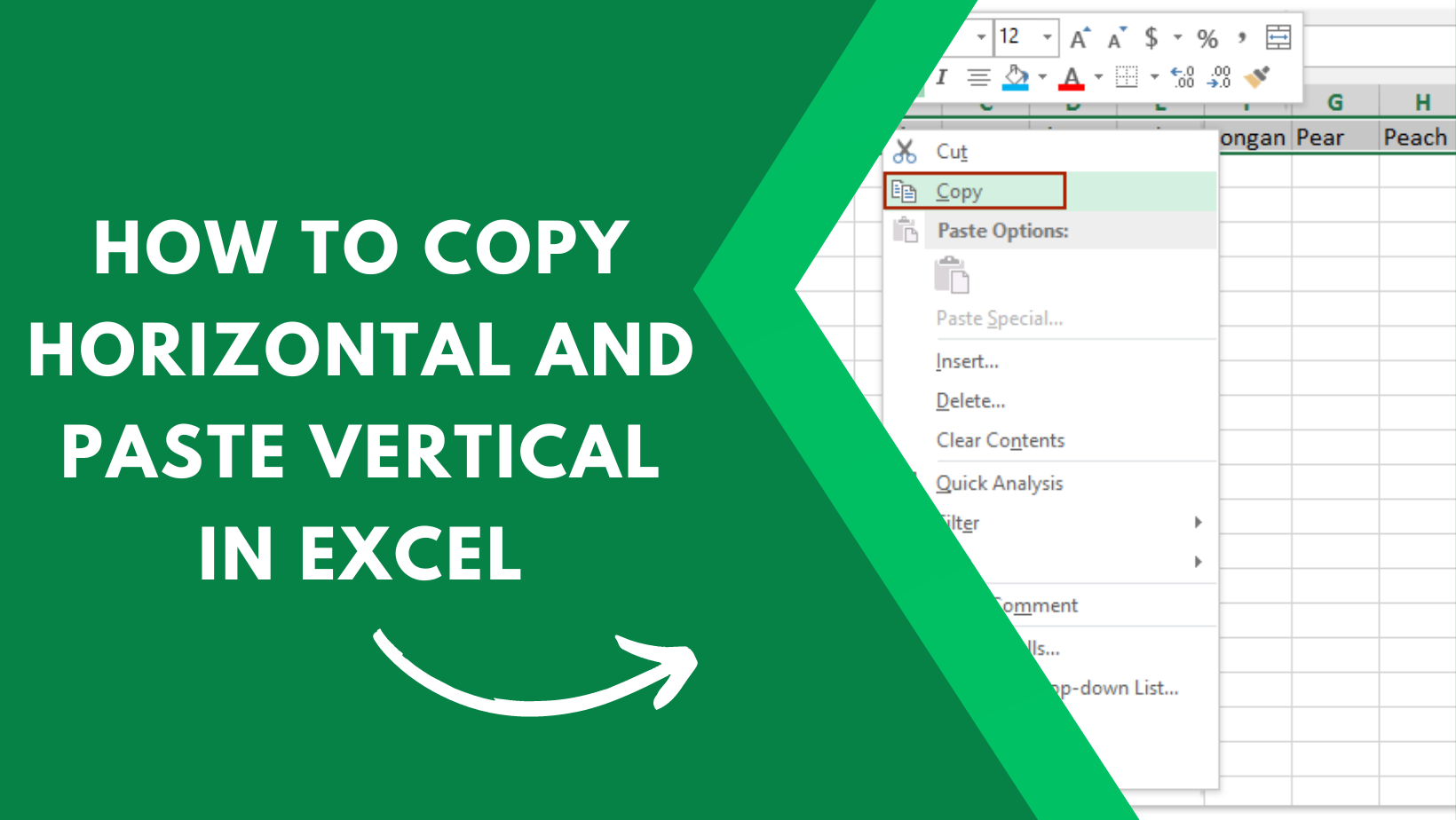 How To Paste From Horizontal To Vertical In Excel 2013 Live2tech