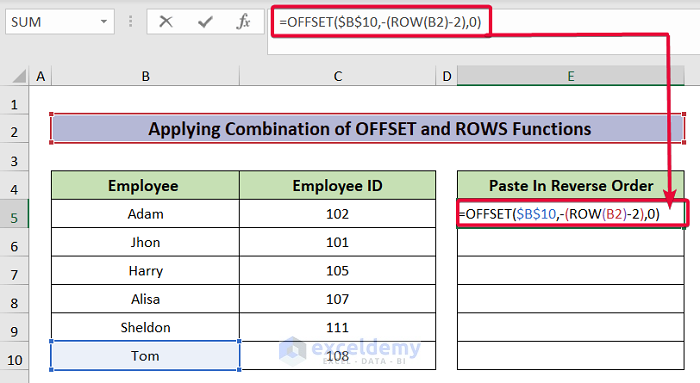 How To Paste In Reverse Order In Excel 7 Handy Ways