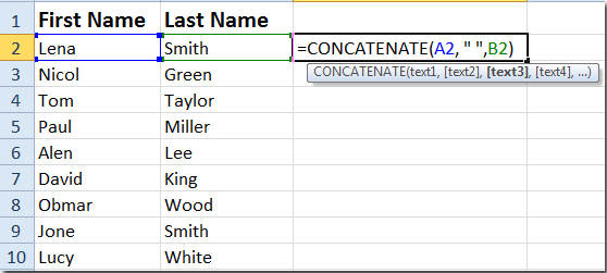 How To Quickly Combine The First And Last Names In One Cell In Excel