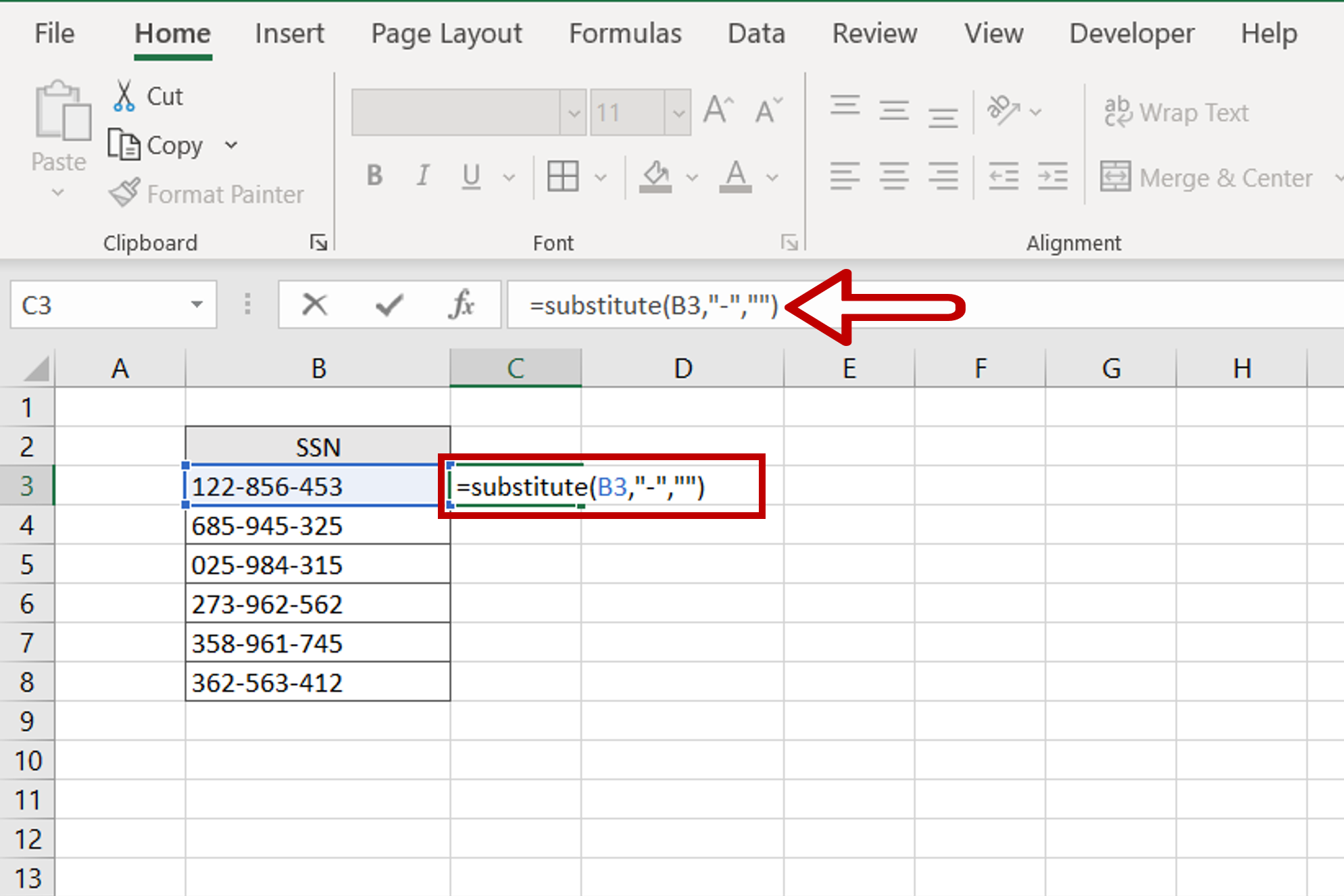 How To Remove Dashes From An Ssn In Excel Spreadcheaters