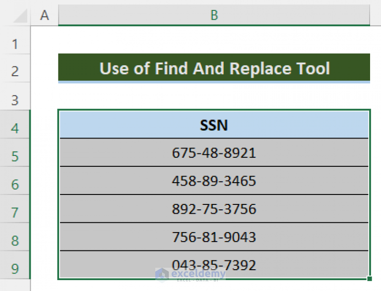 How To Remove Dashes From Ssn In Excel 4 Quick Methods