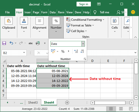 How To Remove Date From Date Time In Excel