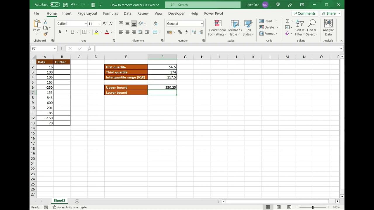 How To Remove Outliers In Excel Youtube