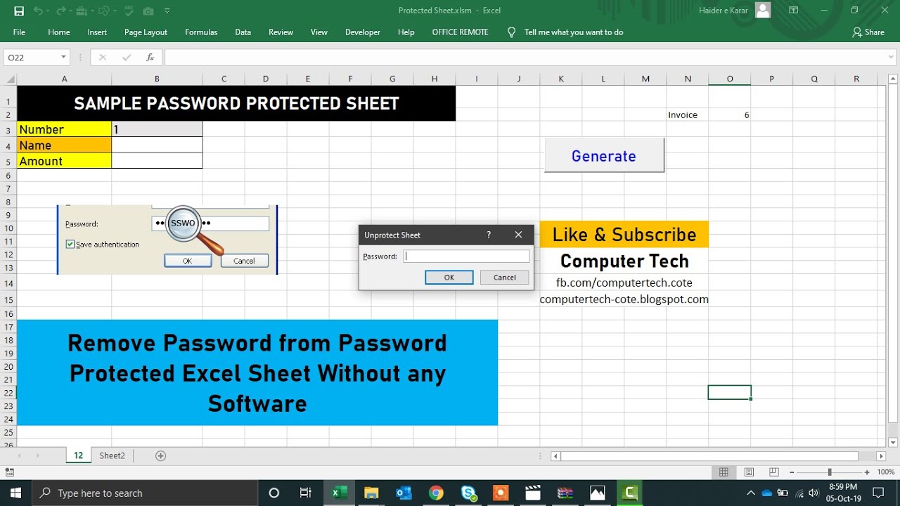 How To Remove Password From Protected Excel Sheet 2016 Howtoremovee