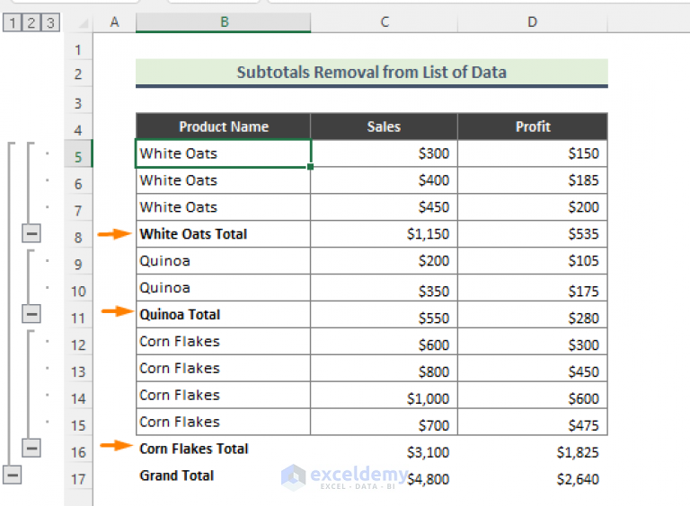 How To Remove Subtotals From Excel