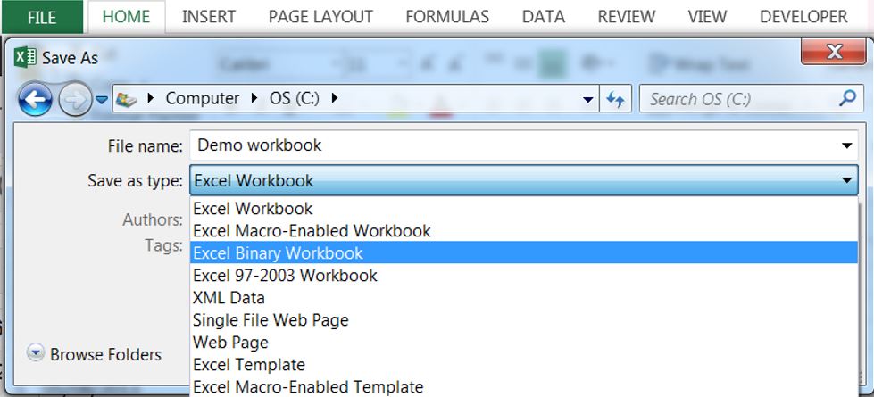 How To Save An Excel Workbook In Binary Format