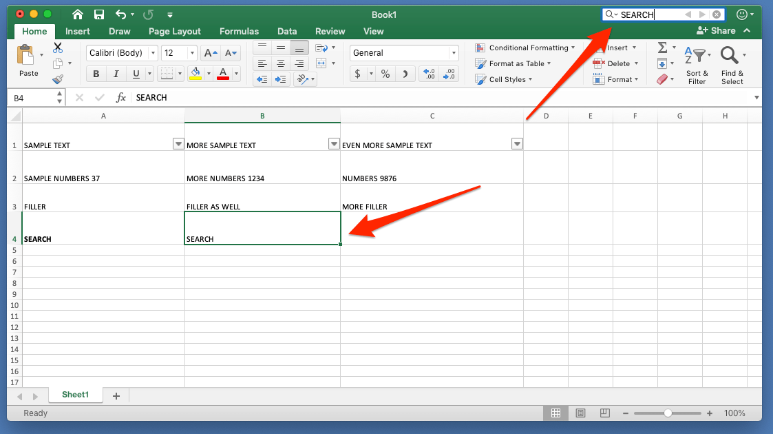 How To Search For Terms Or Values In An Excel Spreadsheet