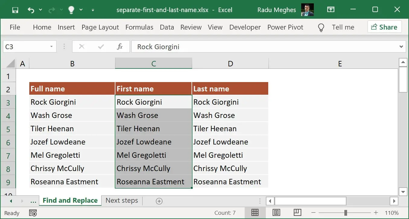 Split First and Last Names in Excel Easily