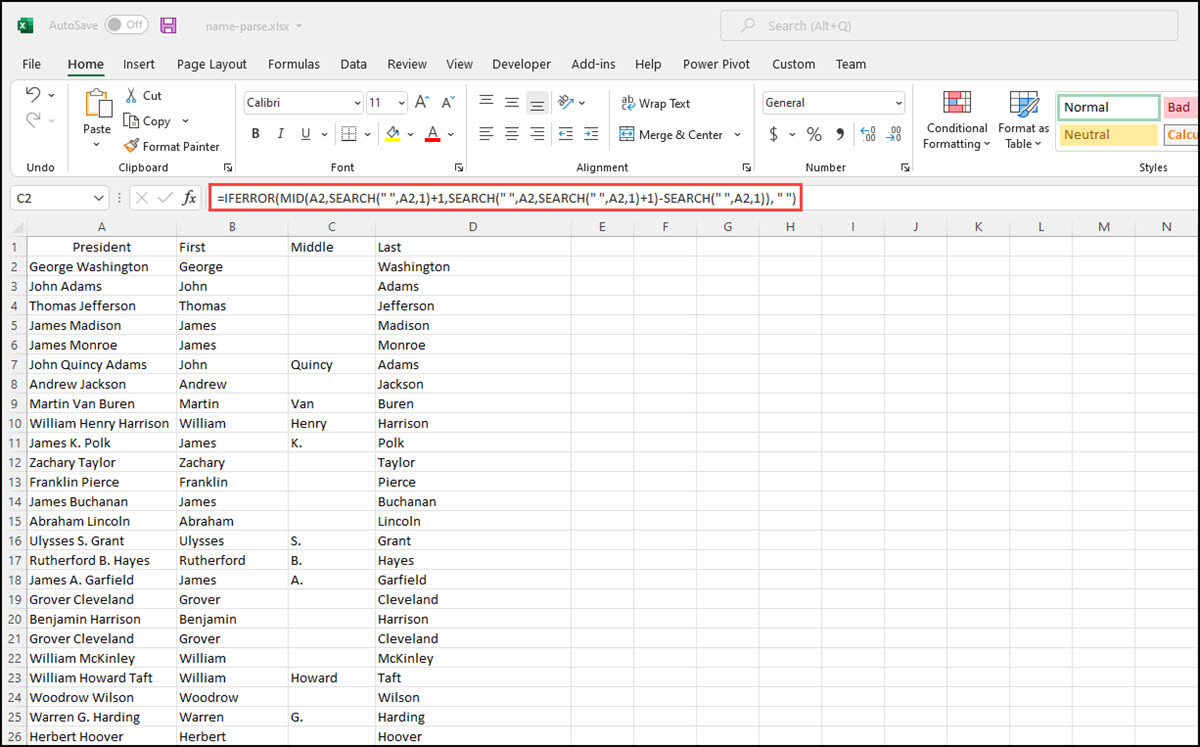 How To Separate First Middle And Last Names In Excel