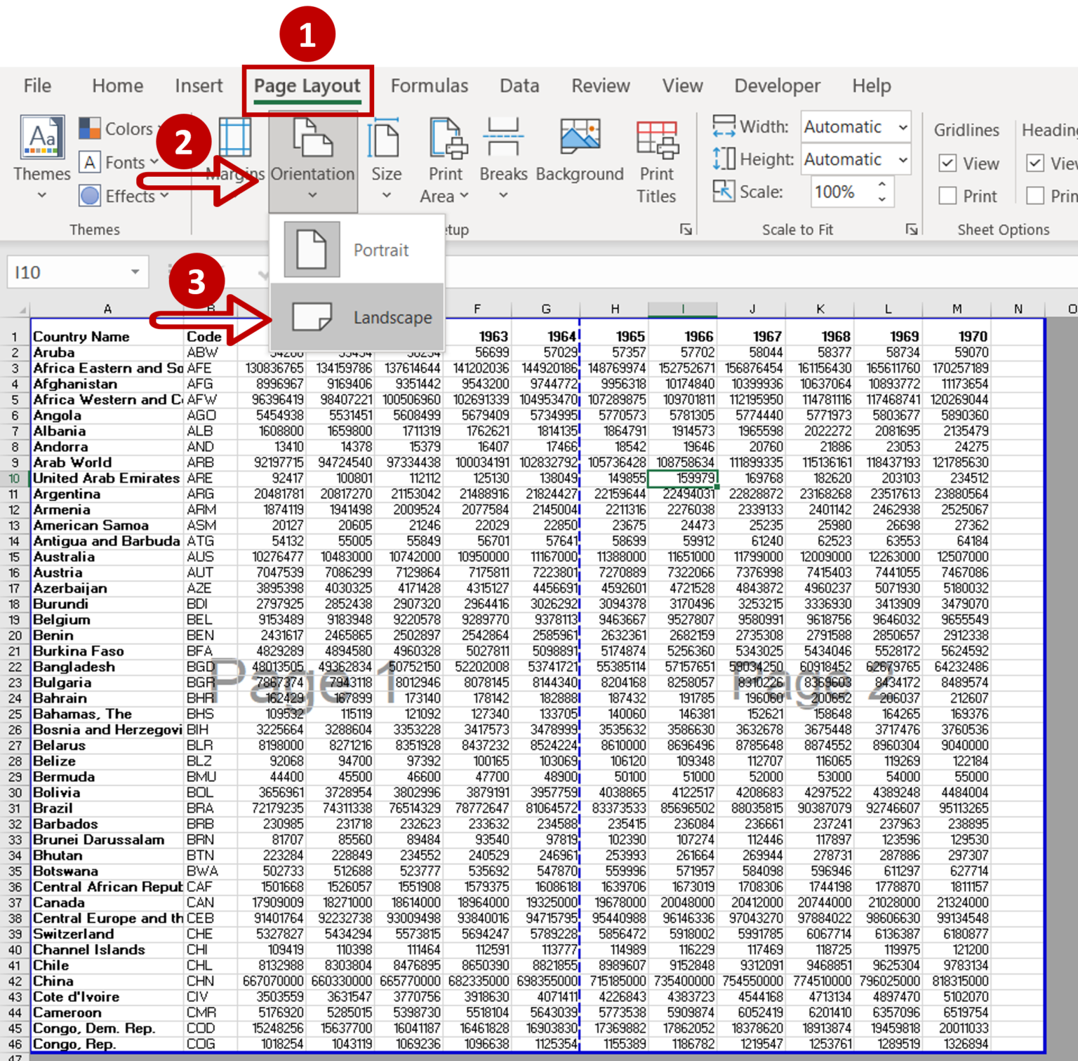 How To Set Page Orientation In Excel Data Printing Free Online