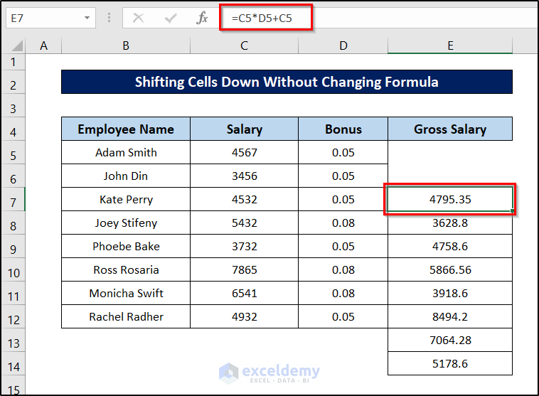 How To Shift Cells Down In Excel 5 Easy Methods Exceldemy