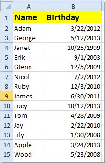 How To Sort Birthdays Dates By Month Year Day Only In Excel