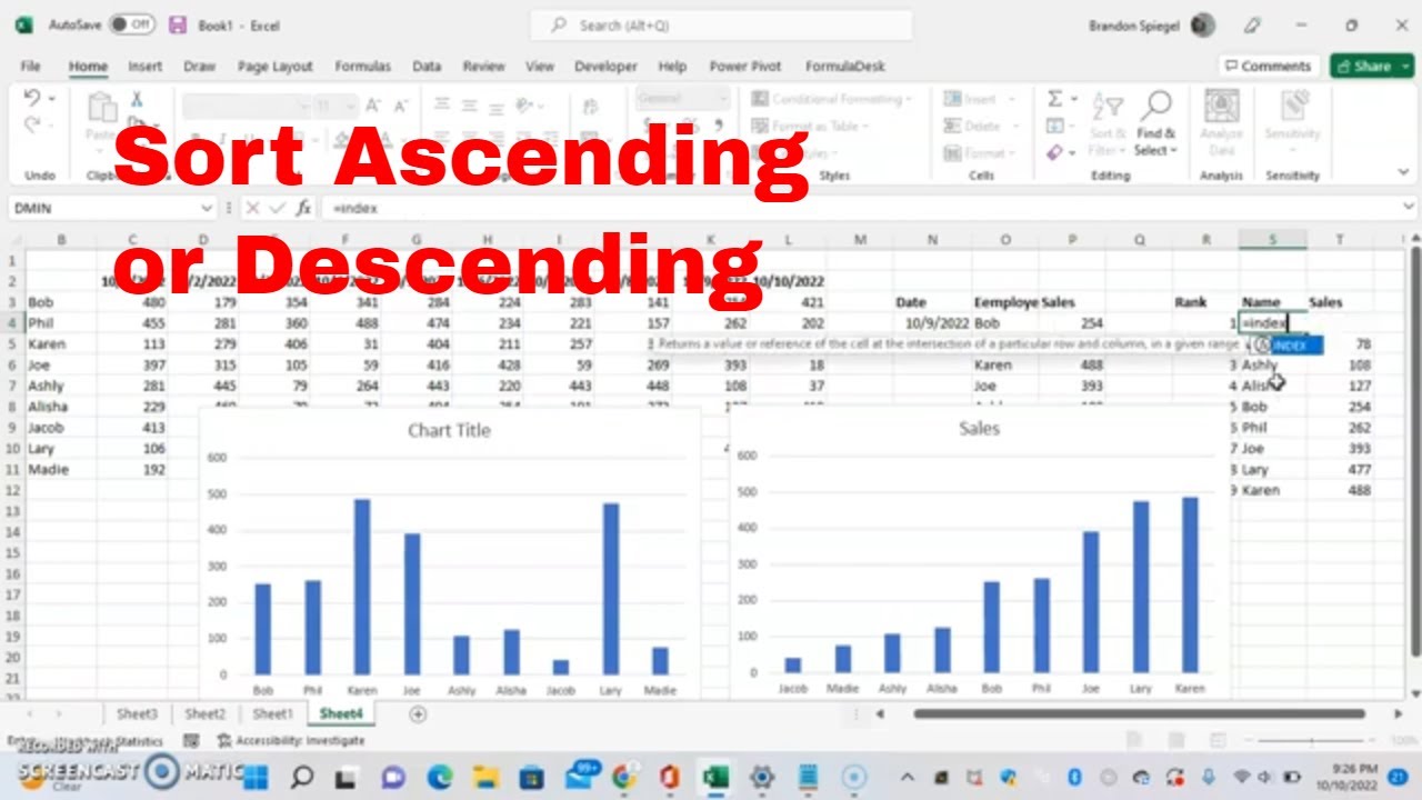 How To Sort Excel Data In Ascending Or Descending Order Youtube