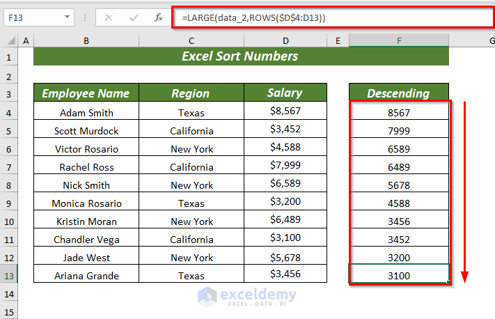 How To Sort Numbers In Excel 8 Quick Ways Exceldemy