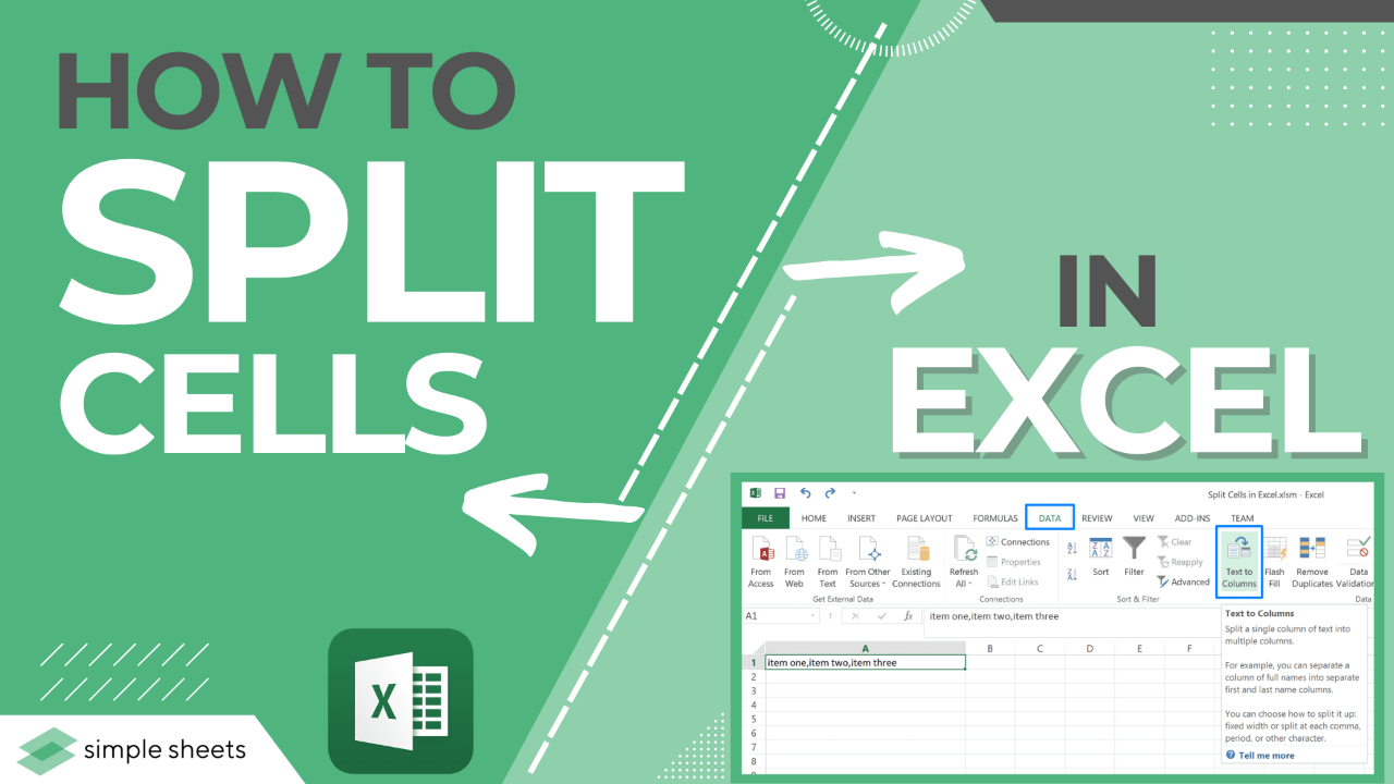 How To Split Cells In Microsoft Excel Youtube