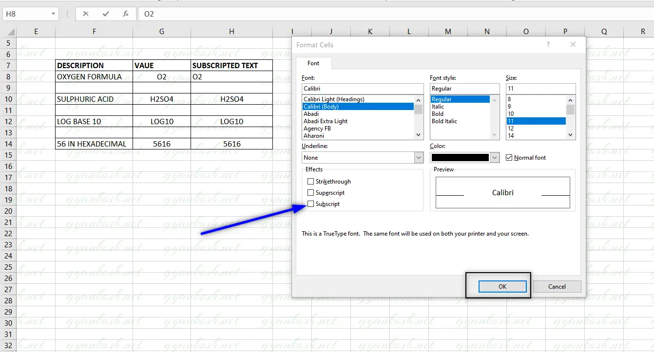 How To Subscript Text In Excel Gyankosh Learning Made Easy