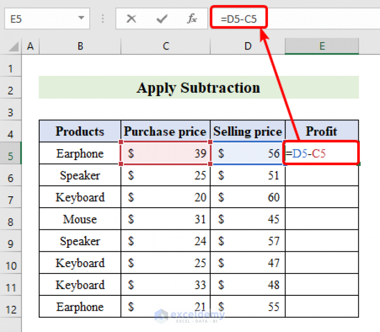 How To Subtract A Cell Value From An Entire Column Or Row In Excel Explained Absolute