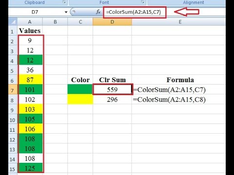 How To Sum Only Colored Cells In Excel Youtube