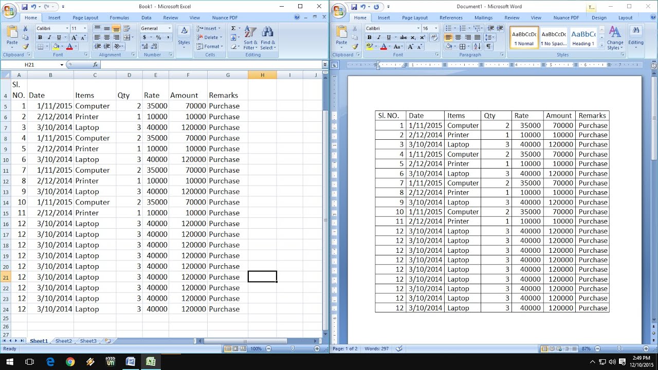 How To Transfer Excel To Word