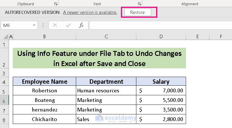 How To Undo Changes In Excel After Save And Close 2 Methods