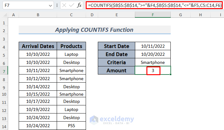 How To Use Countifs Between Two Dates And Matching Criteria In Excel