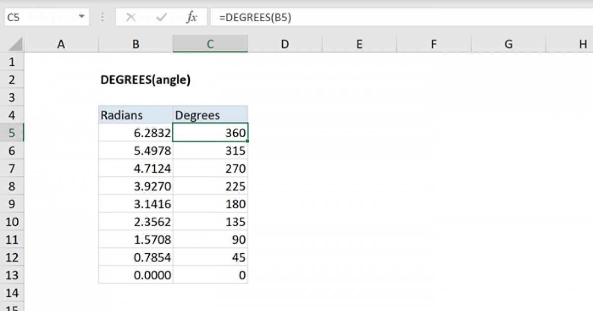 5 Ways to Use Degrees Over Radians in Excel