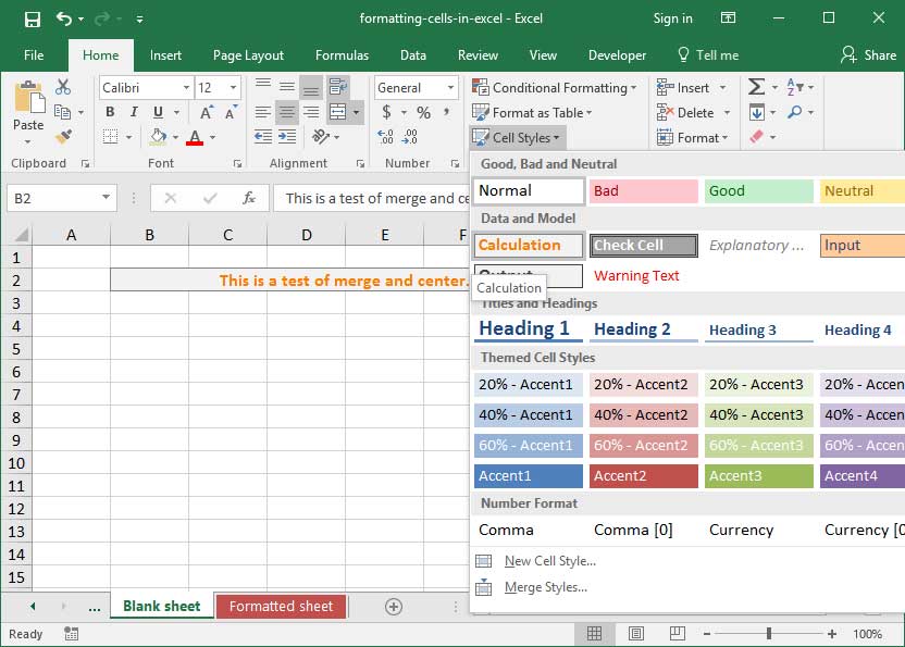 How To Use Format Cells Styles In Microsoft Excel 2016 Wikigain