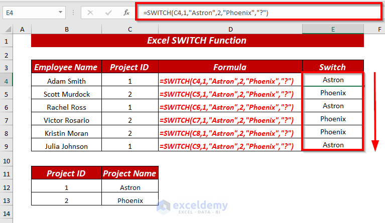 How To Use The Switch Function In Excel Youtube