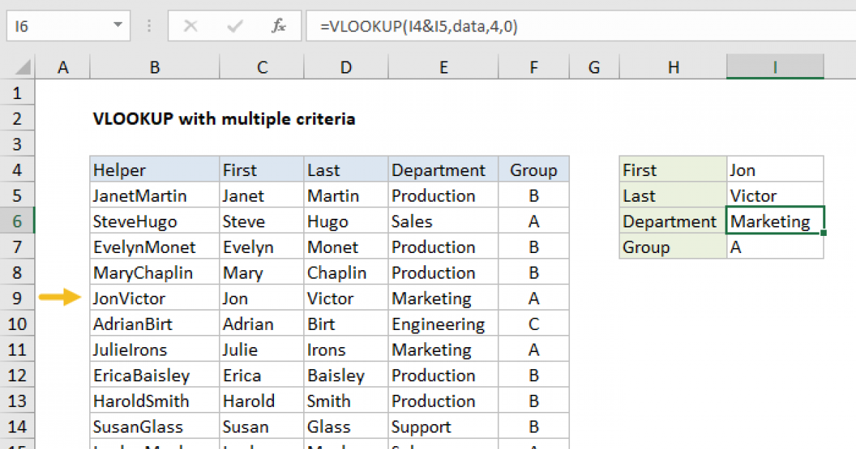 How To Vlookup Value With Multiple Criteria In Excel