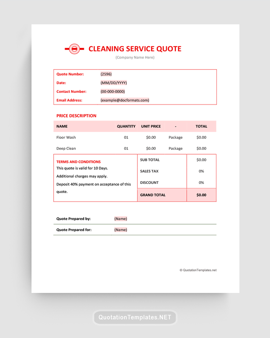 Image Result For Sample Quotation Format For Cleaning Services Quotation Format Quote