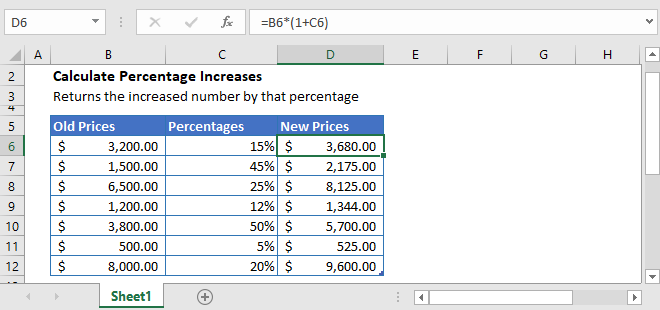 Increase By Percentage Excel Formula Exceljet