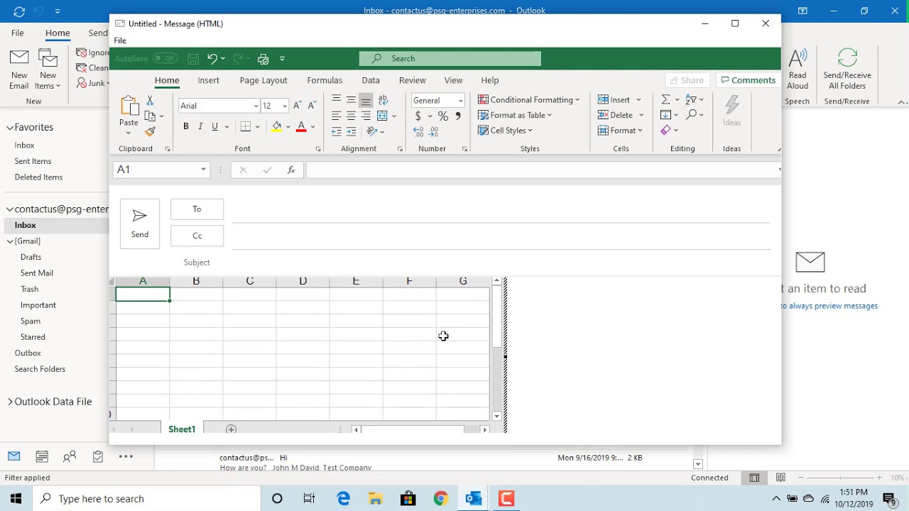 Insert Or Embed An Outlook Email In Excel By Rohit Narang Youtube