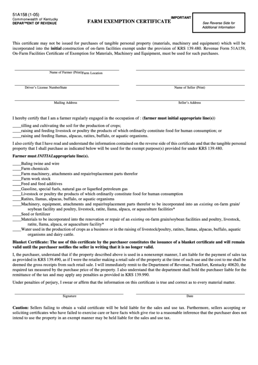 Kentucky Farm Tax Exempt Form 2023 Printable Forms Free Online