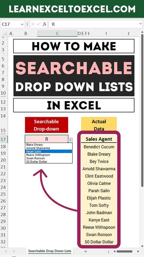 Learn How To Create Searchable Drop Down List In Excel Without Using Vba The Learning Zone