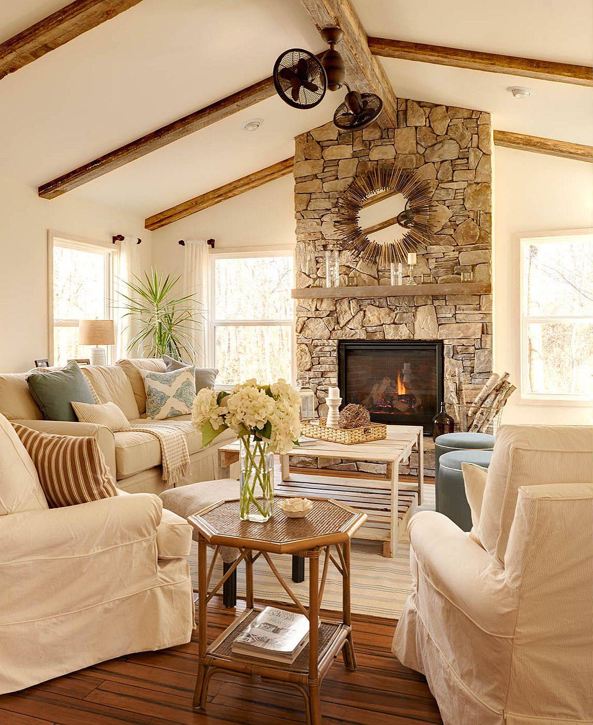 Lovely Living Room With A Fireplace To Relax By Farm House Living Room Small Living Rooms