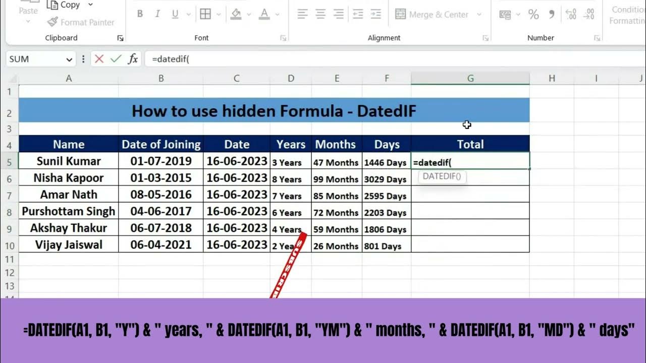 Mastering The Datedif Formula In Excel Calculate Years Months And