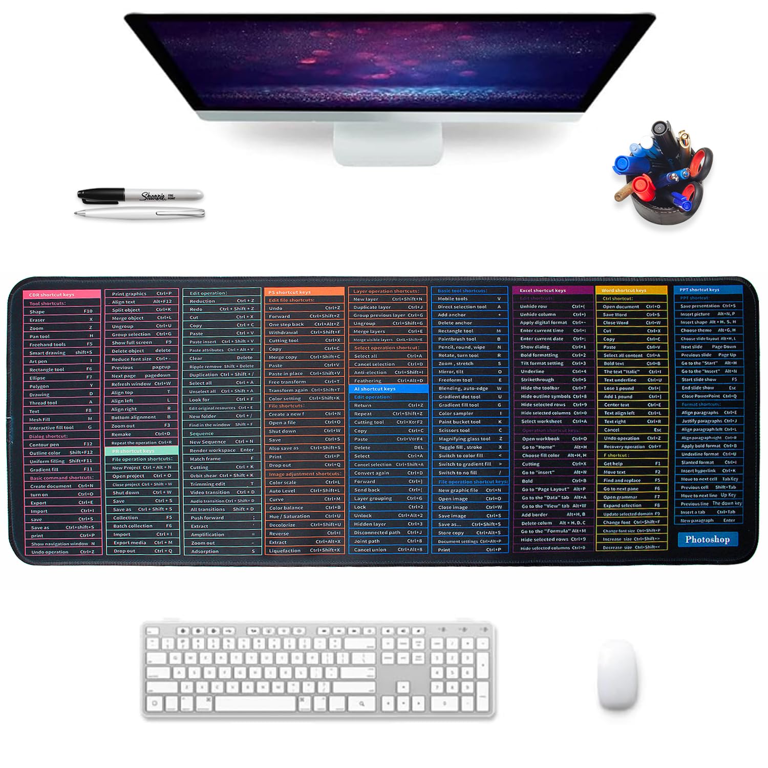 Mriuuod Quick Key Anti Slip Keyboard Mouse Pad Super Large For Office