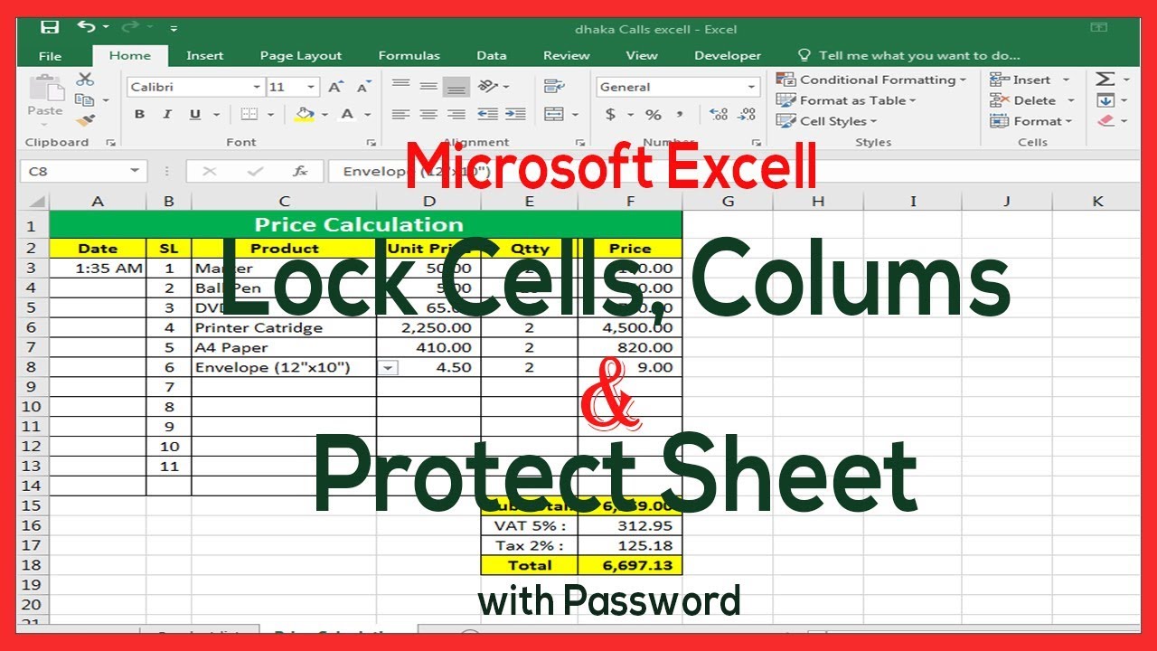 Ms Excel How To Lock Cells Columns In Excel Protect Lock Excel Sheet