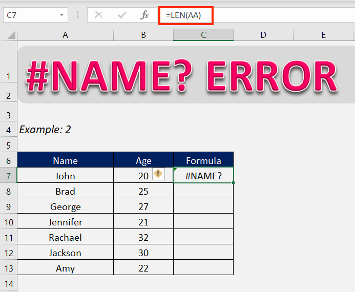 Name Error In Excel Reasons And Fixes