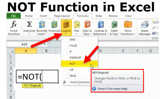 Not In Excel Formula Examples How To Use Not Function