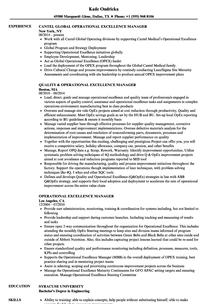 Operational Excellence Director Resume Examples For 2024 Resume Worded