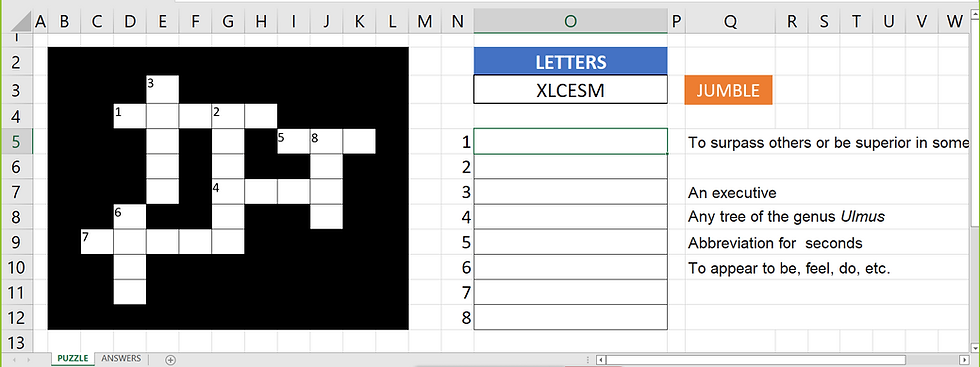 Part 2 Create An Interactive Crossword Puzzle With Microsoft Excel