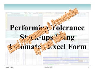 Performing Tolerance Stack Ups Using Automated Excel Calculator By