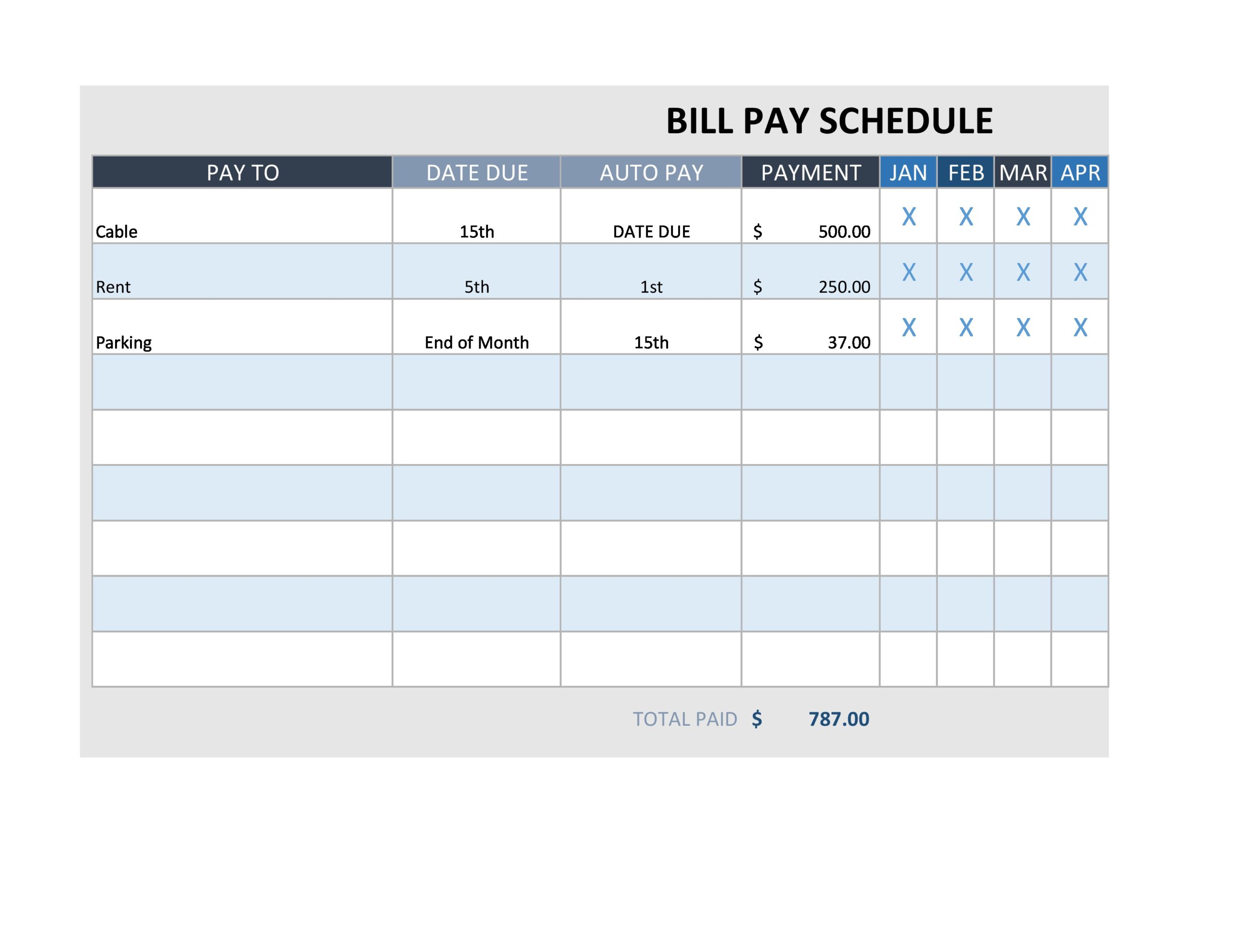 Printable Payment Schedule Simplify Your Finances With A Convenient Payment Plan Excel Template