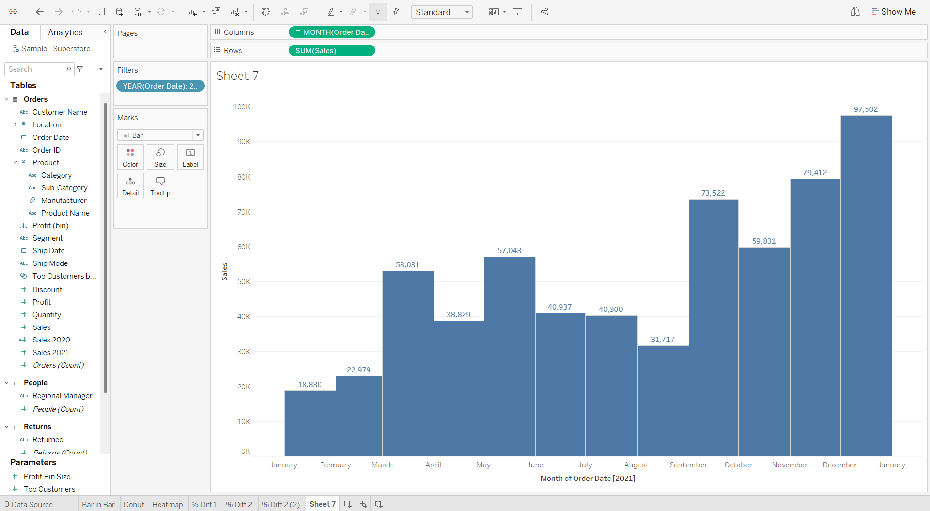 Quick Table Calculations Part 3 Percent Difference The Data School