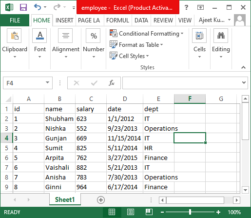 R Excel File Javatpoint