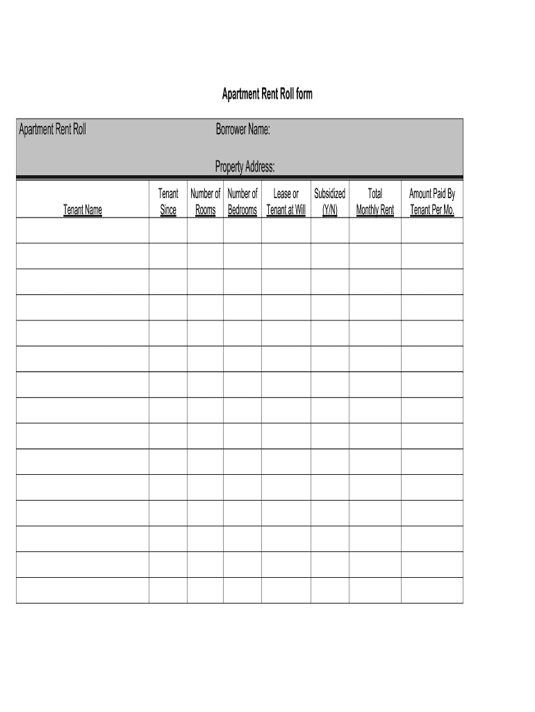 Rent Roll Template Free Printable Forms