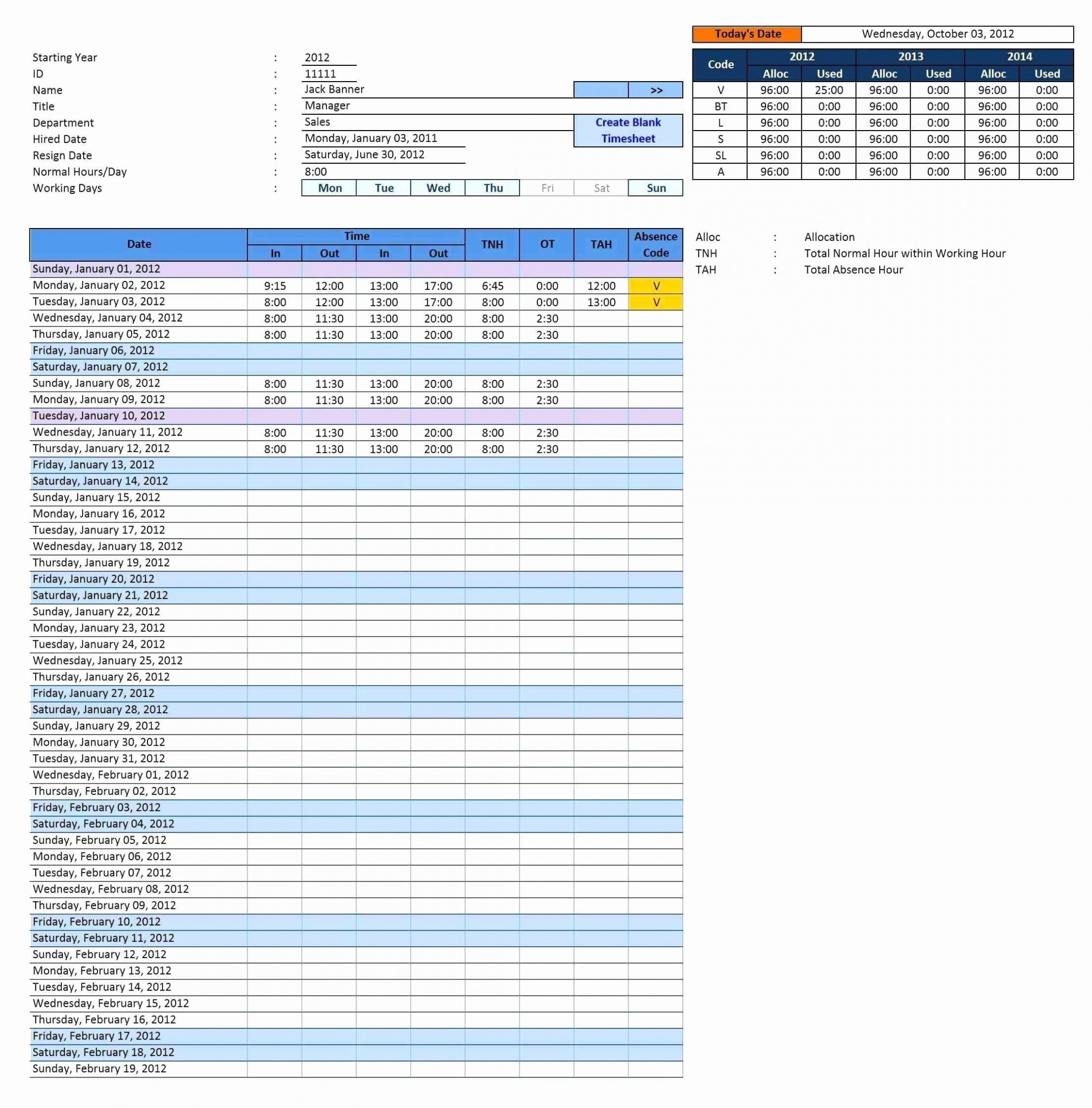 Rotating Overtime Schedule Template